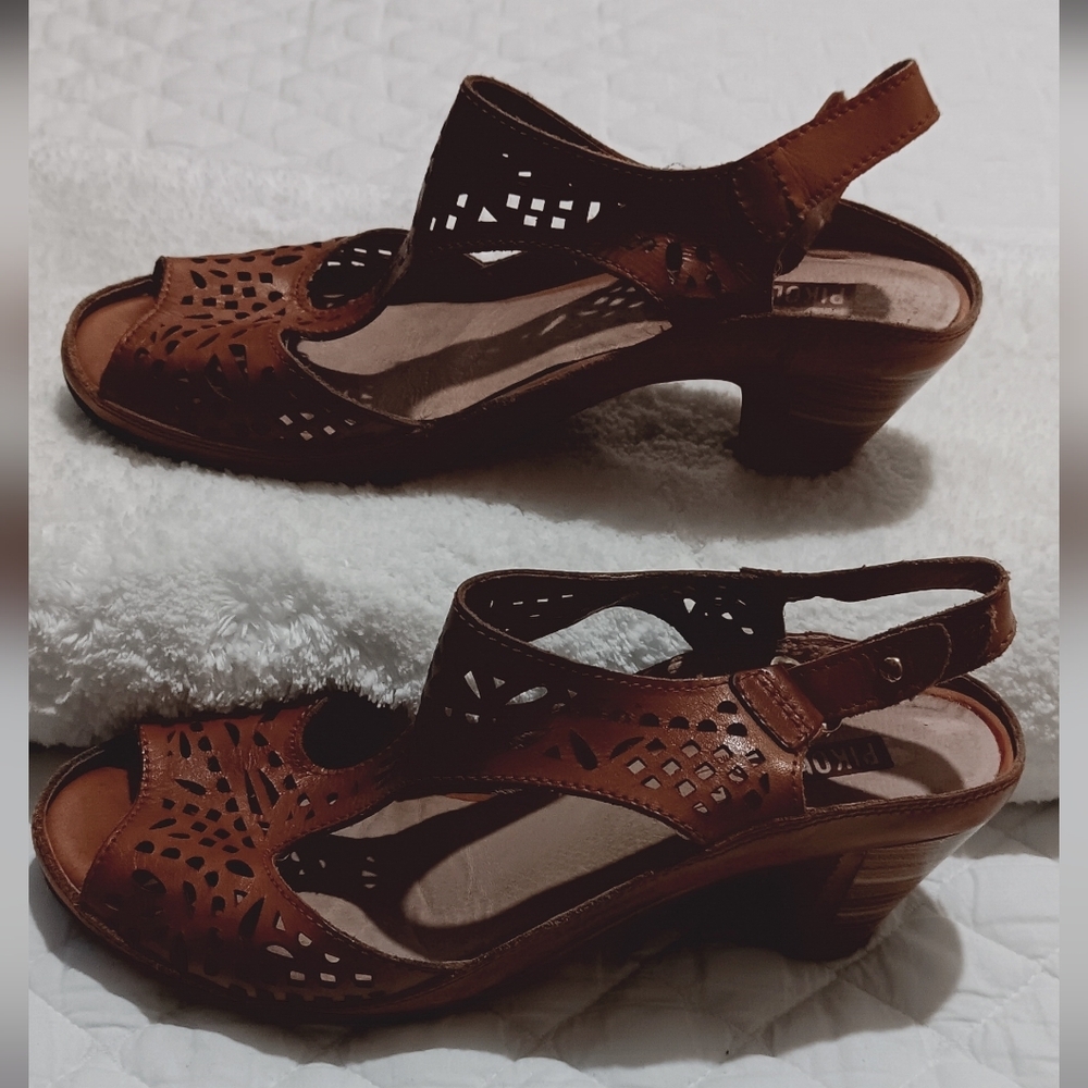 PIKOLINOS Brown Cutout Heels Size 38/8 - Picture 3 of 9